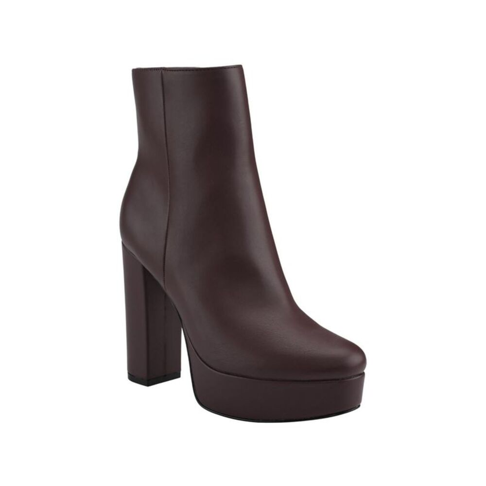 MARC FISHER Womens Burgundy 1-1/2" Platform Rublia Almond Block Heel Boots 11 M